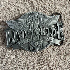 Siskiyou Belt Buckle 1994 Vintage Live to Ride Ride to Live Made USA Moto Biker